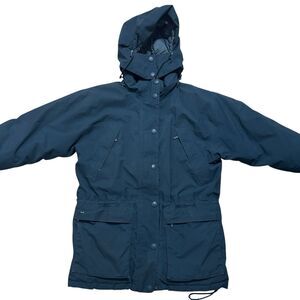 Eddie Bauer Jacket Womens Medium Green Goretex Down Parka Coat Hooded Ski